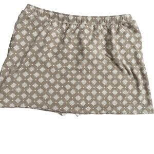 Plus Size 3X Skort Beige White Print Cotton Pockets